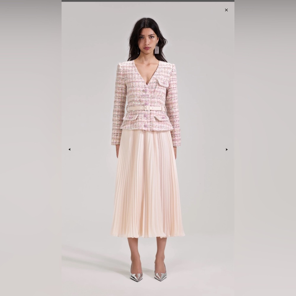 Self Portrait Pink Sequin Boucle Dress